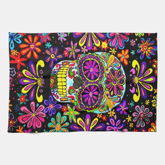 Zuckerschädel Geschirrtuch (Horizontal)