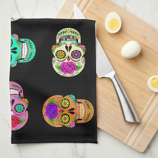 Zuckerschädel Geschirrtuch (Viertel Falte)