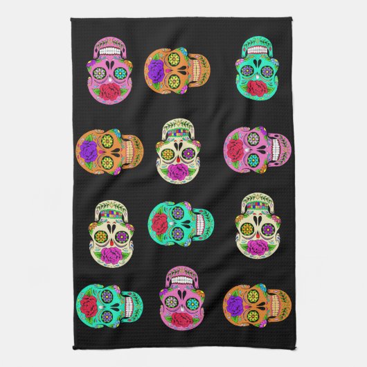 Zuckerschädel Geschirrtuch (Vertikal)