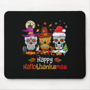 Zuckerschädel Hallothanksmas Halloween Thanksgivin Mousepad