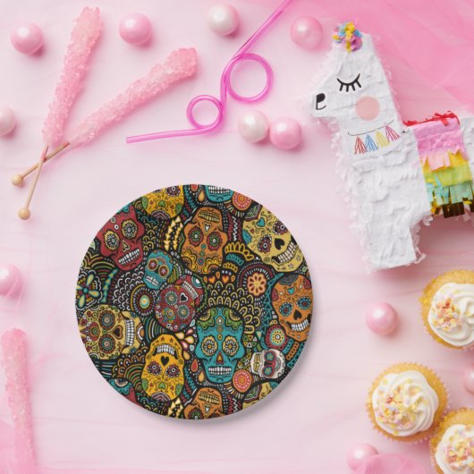 ZUCKERschädel Halloween 7" Party-Teller Pappteller (Party)