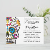 Zuckerschädel-Hochzeits-Einladung Einladung (Stehend Vorderseite)