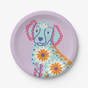 Zuckerschädel-Hund-Totensonntag-Papierteller Pappteller