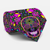 Zuckerschädel im Neonrosa Krawatte (Gerollt)