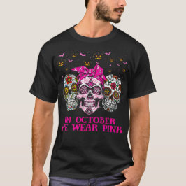 Zuckerschädel im Oktober tragen wir rosa Brustkreb T-Shirt