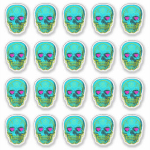 Zuckerschädel in Aqua Aufkleber