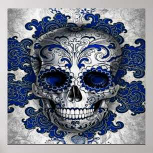 Zuckerschädel in blau poster