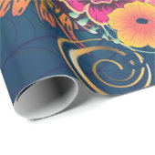 Zuckerschädel in Blume Kronporträt Geschenkpapier (Rolleneckpunkt)