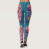 Zuckerschädel in Blume Kronporträt Leggings (Rückseite)