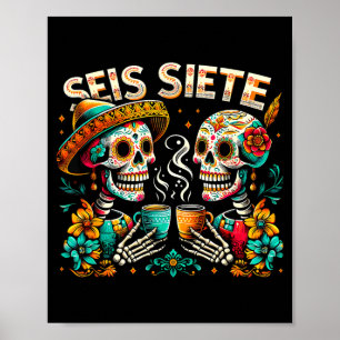 Zuckerschädel-Kaffee-Fiesta-Mexikanischer Tag seis Poster