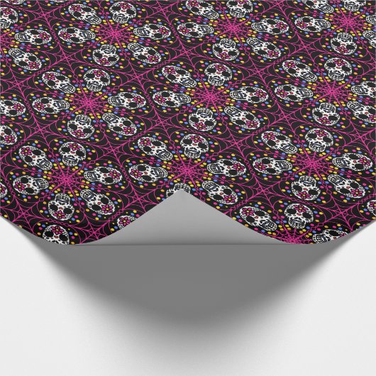 Zuckerschädel-Kaleidoskop Geschenkpapier (Ecke)