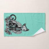 Zuckerschädel-Katze Badhandtuch Set (Handtuch)