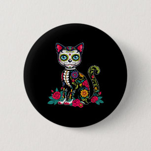 Zuckerschädel Katze Dia de Muertos Tag der toten H Button