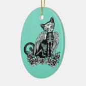 Zuckerschädel-Katze Keramik Ornament (Links)