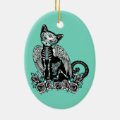 Zuckerschädel-Katze Keramik Ornament (Hinten)