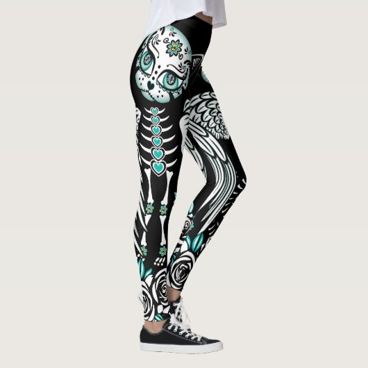 Zuckerschädel-Katze Leggings (Rechts)