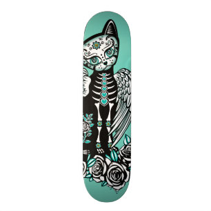 Zuckerschädel-Katze Skateboard