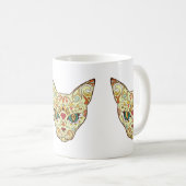 Zuckerschädel-Katze - Tätowierungs-Entwurf Kaffeetasse (VorderseiteRechts)