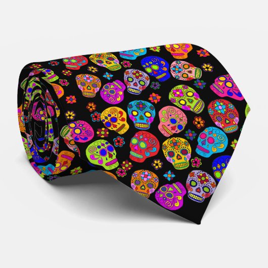 Zuckerschädel Krawatte (Gerollt)