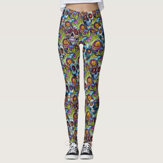 Zuckerschädel Leggings (Vorderseite)