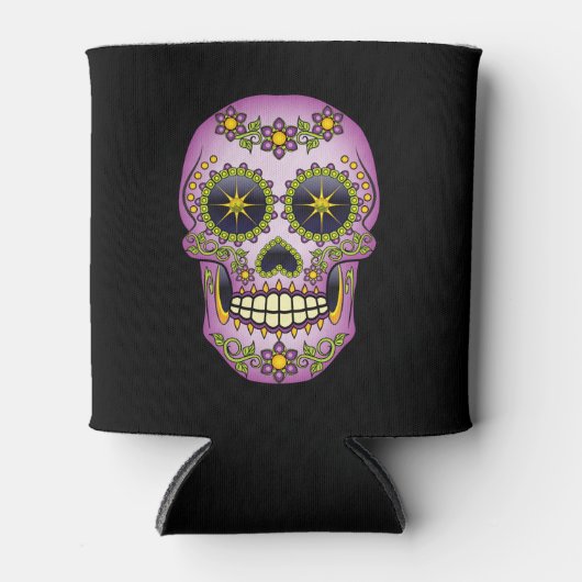 Zuckerschädel Lila Dosenkühler (Vorderseite)