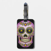 Zuckerschädel Lila Gepäckanhänger (Rückseite vertikal)