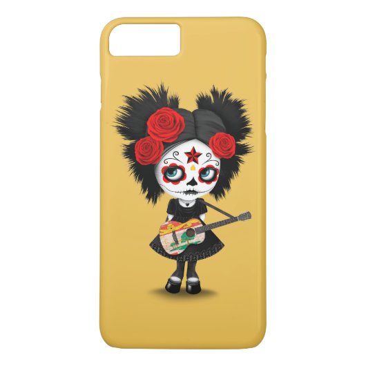 Zuckerschädel-Mädchen, das PEI Flaggen-Gitarre Case-Mate iPhone Hülle (Rückseite)