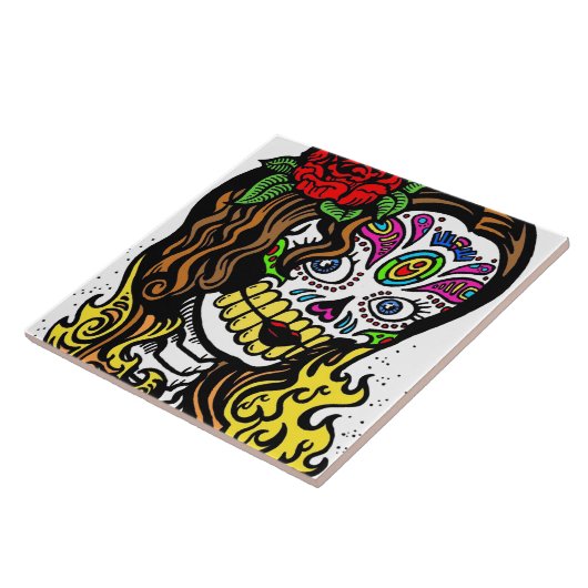 Zuckerschädel-Mädchen Fliese (Seite)