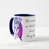 Zuckerschädel-Mädchen lila und blaues Ombre Tasse (Vorderseite Links)