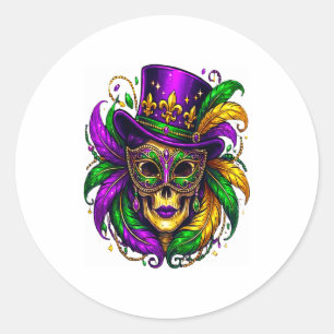 Zuckerschädel Mardi Gras New Orleans Reise Karneva Runder Aufkleber