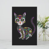 Zuckerschädel mexikanische Katze Halloween des Tot Briefpapier (Stehend Vorderseite)