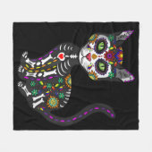 Zuckerschädel mexikanische Katze Halloween des Tot Fleecedecke (Vorderseite (Horizontal))