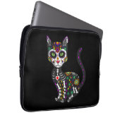 Zuckerschädel mexikanische Katze Halloween des Tot Laptopschutzhülle (Vorne Rechts)