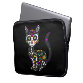 Zuckerschädel mexikanische Katze Halloween des Tot Laptopschutzhülle (Vorderseite Links)