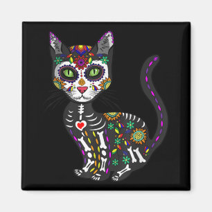 Zuckerschädel mexikanische Katze Halloween des Tot Magnet