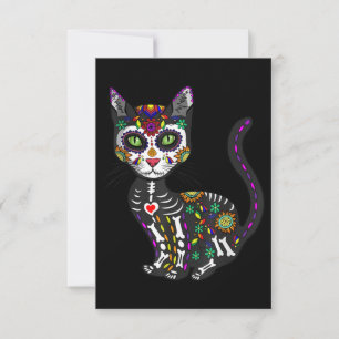 Zuckerschädel mexikanische Katze Halloween des Tot Mitteilungskarte