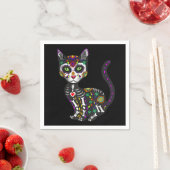 Zuckerschädel mexikanische Katze Halloween des Tot Serviette (Beispiel)