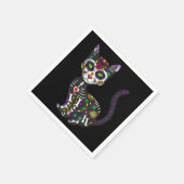 Zuckerschädel mexikanische Katze Halloween des Tot Serviette (Ecke)