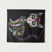 Zuckerschädel mexikanische Katze Halloween des Tot Wandteppich (Vorderseite (Horizontal))