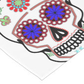 Zuckerschädel mit blauen Augen und grüner Lilie Kurzer Tischläufer (Ecke)