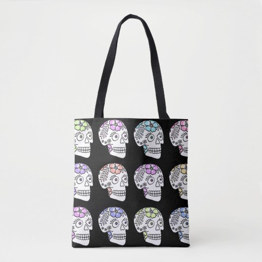 Zuckerschädel mit Blume Tasche (Vorderseite)