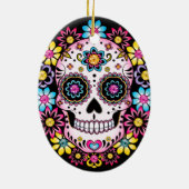 Zuckerschädel mit farbigen Blume Keramik Ornament (Hinten)