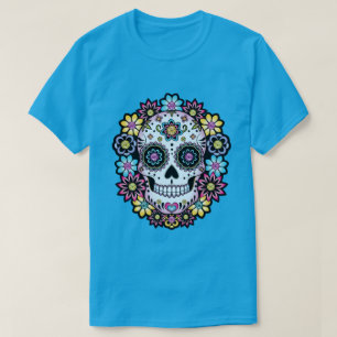 Zuckerschädel mit farbigen Blume T-Shirt