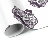 Zuckerschädel mit Fedora-Hut Geschenkpapier (Rolleneckpunkt)