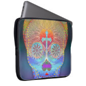 Zuckerschädel mit Regenbogen farbigem Hintergrund Laptopschutzhülle (Vorne Rechts)