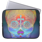 Zuckerschädel mit Regenbogen farbigem Hintergrund Laptopschutzhülle (Vorderseite)