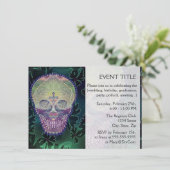 Zuckerschädel mit Regenbogenfarben, Herz Einladung (Stehend Vorderseite)