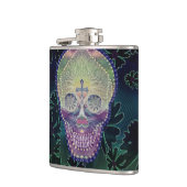 Zuckerschädel mit Regenbogenfarben, Herzen Flachmann (Links)