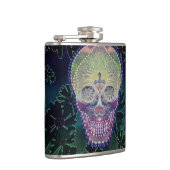 Zuckerschädel mit Regenbogenfarben, Herzen Flachmann (Rechts)