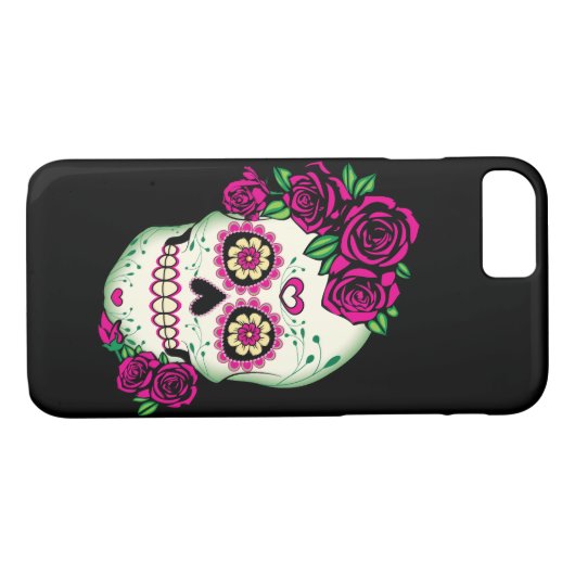 Zuckerschädel mit Rose Case-Mate iPhone Hülle (Rückseite (Horizontal))